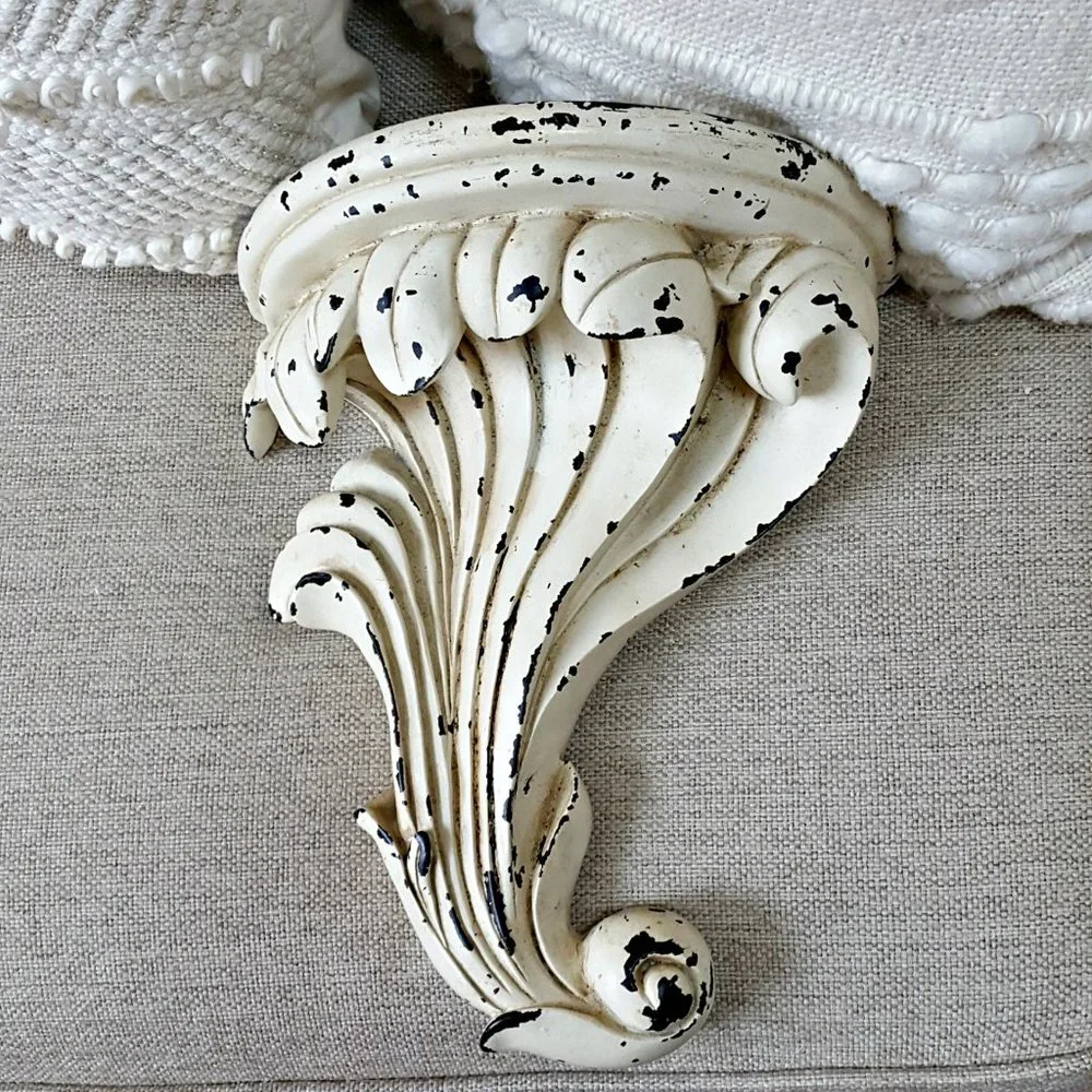 SHABBY DISTRESSED CHIC Massive ORNATE WALL SHELF
